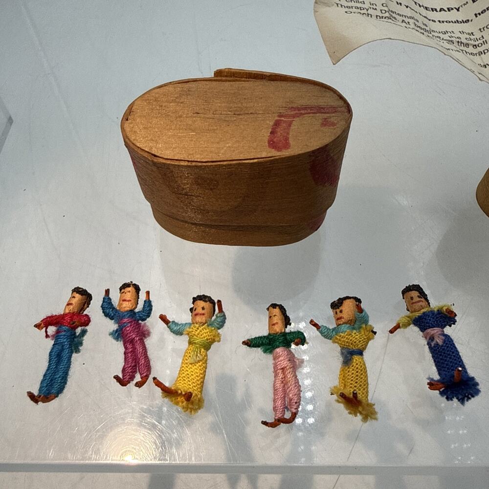 Vintage Set of 12 Guatemalan Handmade Worry Dolls With 3 Boxed
